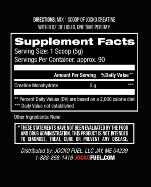 Foto 4 pulgar | Suplemento De Monohidrato De Creatina En Polvo Jocko Fuel, 454 G - Venta Internacional.