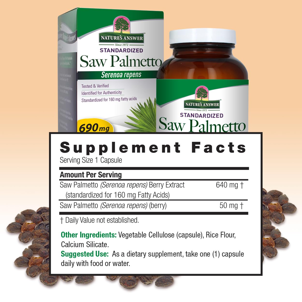 Foto 4 pulgar | Suplemento Nature's Answer Saw Palmetto 690 Mg 120 Cápsulas - Venta Internacional.