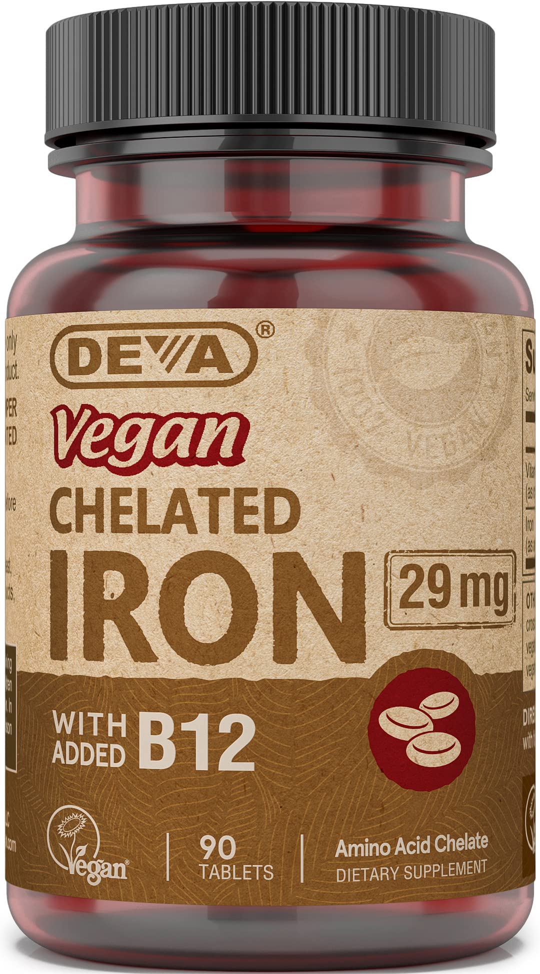 Foto 1 | Suplemento De Hierro Quelado Vegano Deva Nutrition 29 Mg Con Vitamina B-12 - Venta Internacional.