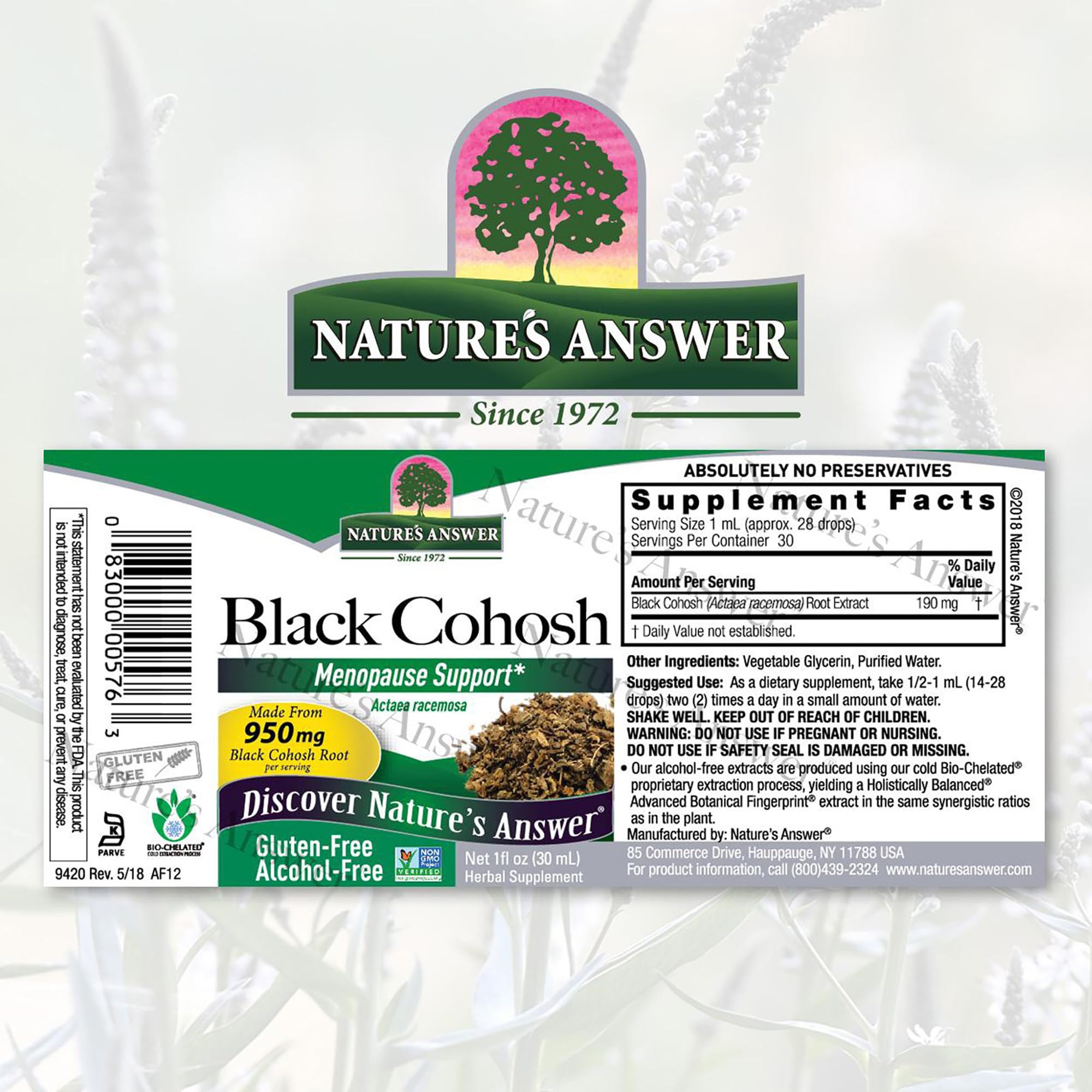 Foto 3 pulgar | Suplemento De Extracto De Cohosh Negro De Nature's Answer, 30 Ml, Sin Alcohol - Venta Internacional.