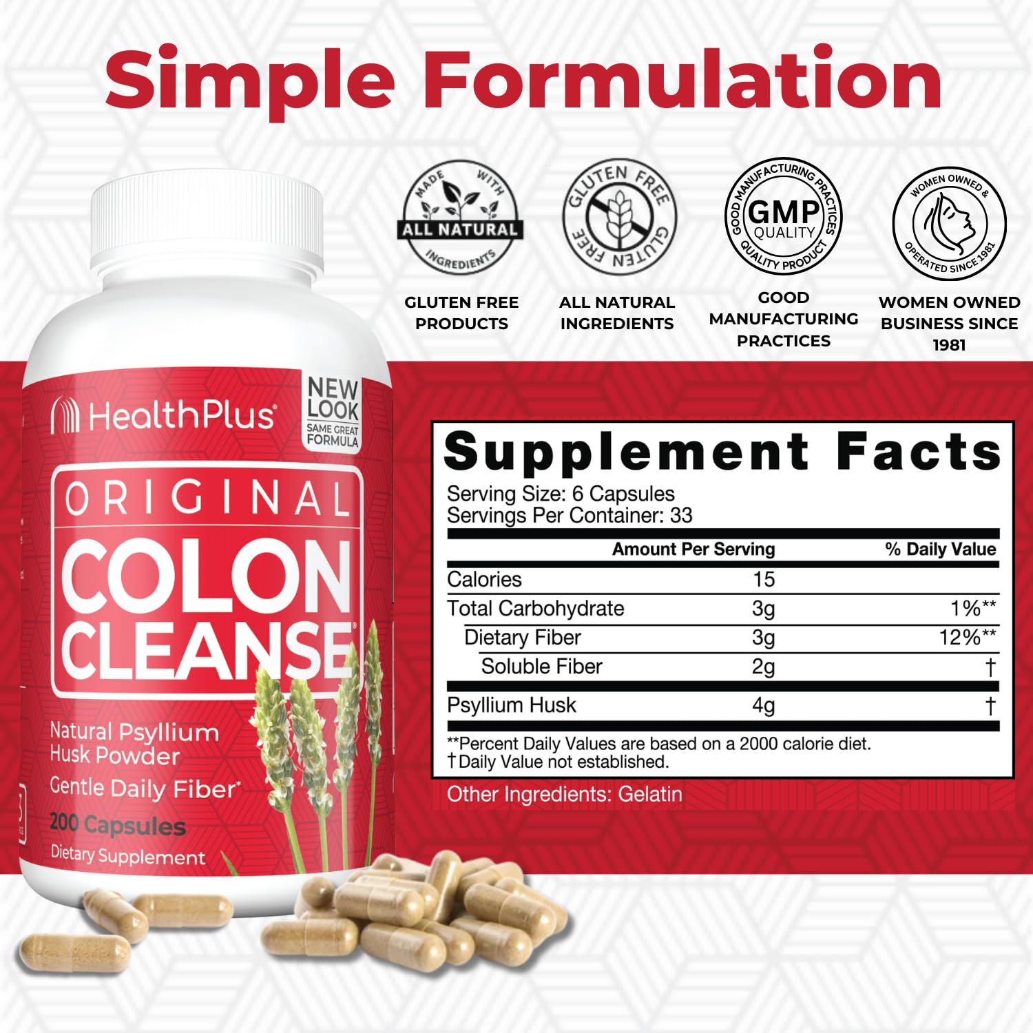 Foto 3 pulgar | Supplement Health Plus Colon Cleanse, Apoyo Digestivo, 200 Cápsulas - Venta Internacional.