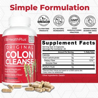 Foto 2 | Supplement Health Plus Colon Cleanse, Apoyo Digestivo, 200 Cápsulas - Venta Internacional.