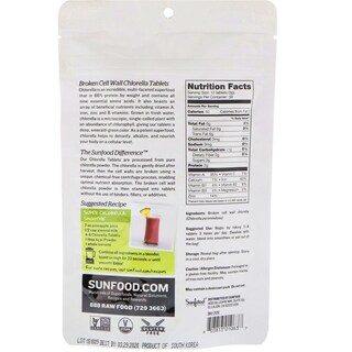 Foto 2 | Suplementos Sunfood Superfoods, Tabletas De Clorella, 450 X 250 Mg - Venta Internacional.