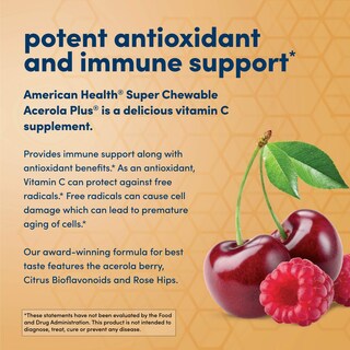 Foto 4 | Obleas Masticables American Health Super Acerola Plus Vitamina C 500 Mg - Venta Internacional.