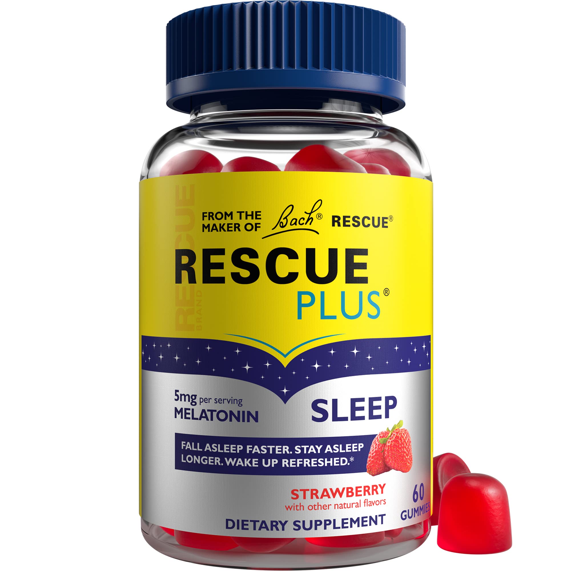Foto 2 pulgar | Gominolas Para Dormir Bach Rescue Plus Con Melatonina, 5 Mg, Fresa, 60 Unidades - Venta Internacional.