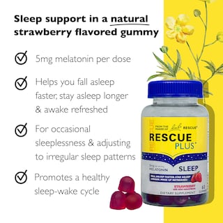 Foto 2 | Gominolas Para Dormir Bach Rescue Plus Con Melatonina, 5 Mg, Fresa, 60 Unidades - Venta Internacional.