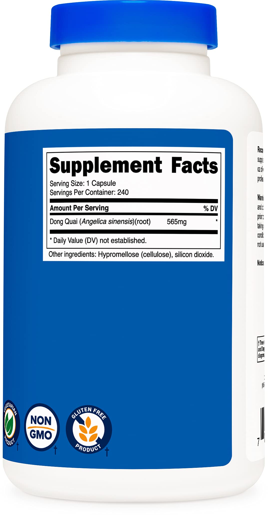 Foto 5 pulgar | Suplemento Nutricost Dong Quai 565 Mg 240 Cápsulas (2 Botellas) - Venta Internacional.