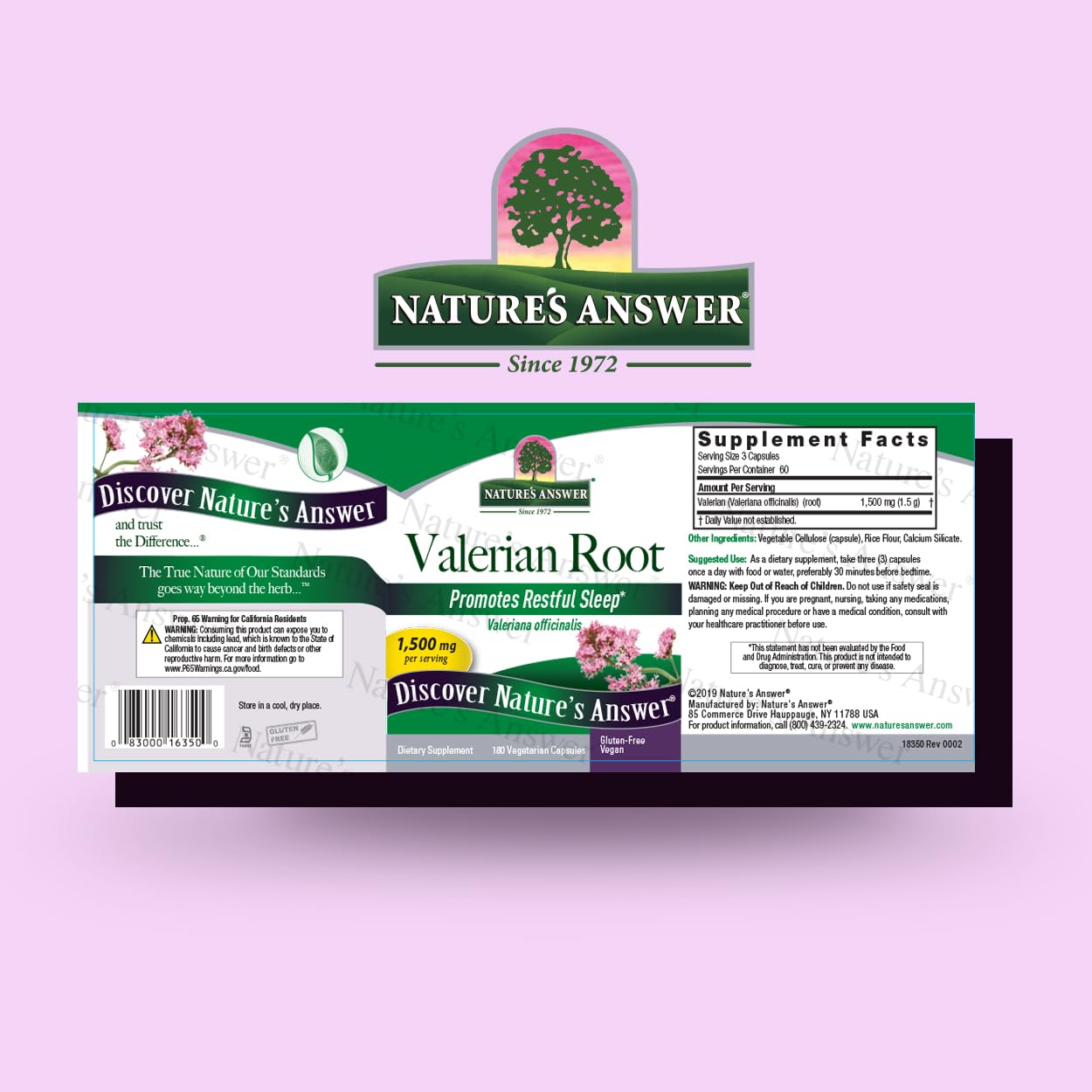 Foto 3 pulgar | Suplemento En Cápsulas De Raíz De Valeriana De 1500 Mg De Nature's Answer - Venta Internacional.