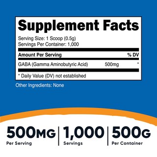 Foto 2 | Suplemento Nutricost Pure Gaba (ácido Gamma Aminobutírico) En Polvo, 500 G - Venta Internacional.