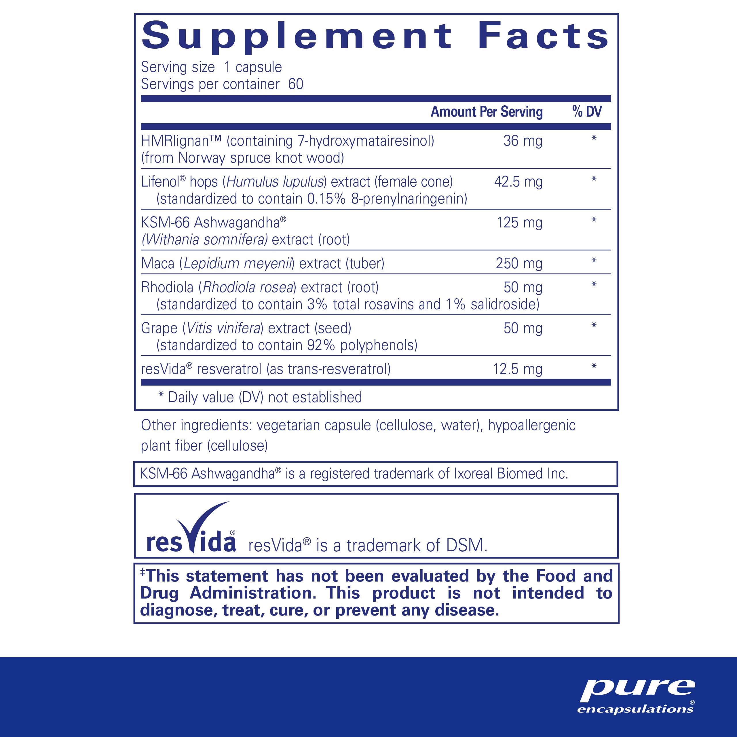 Foto 2 | Suplemento Pure Encapsulations Menovive Menopausal Health 60 Cápsulas - Venta Internacional.