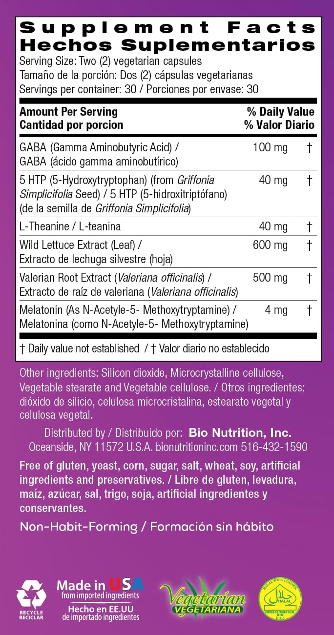 Foto 5 pulgar | Suplemento Para Dormir Bio Nutrition Sleep Wellness 60 Cápsulas - Venta Internacional.