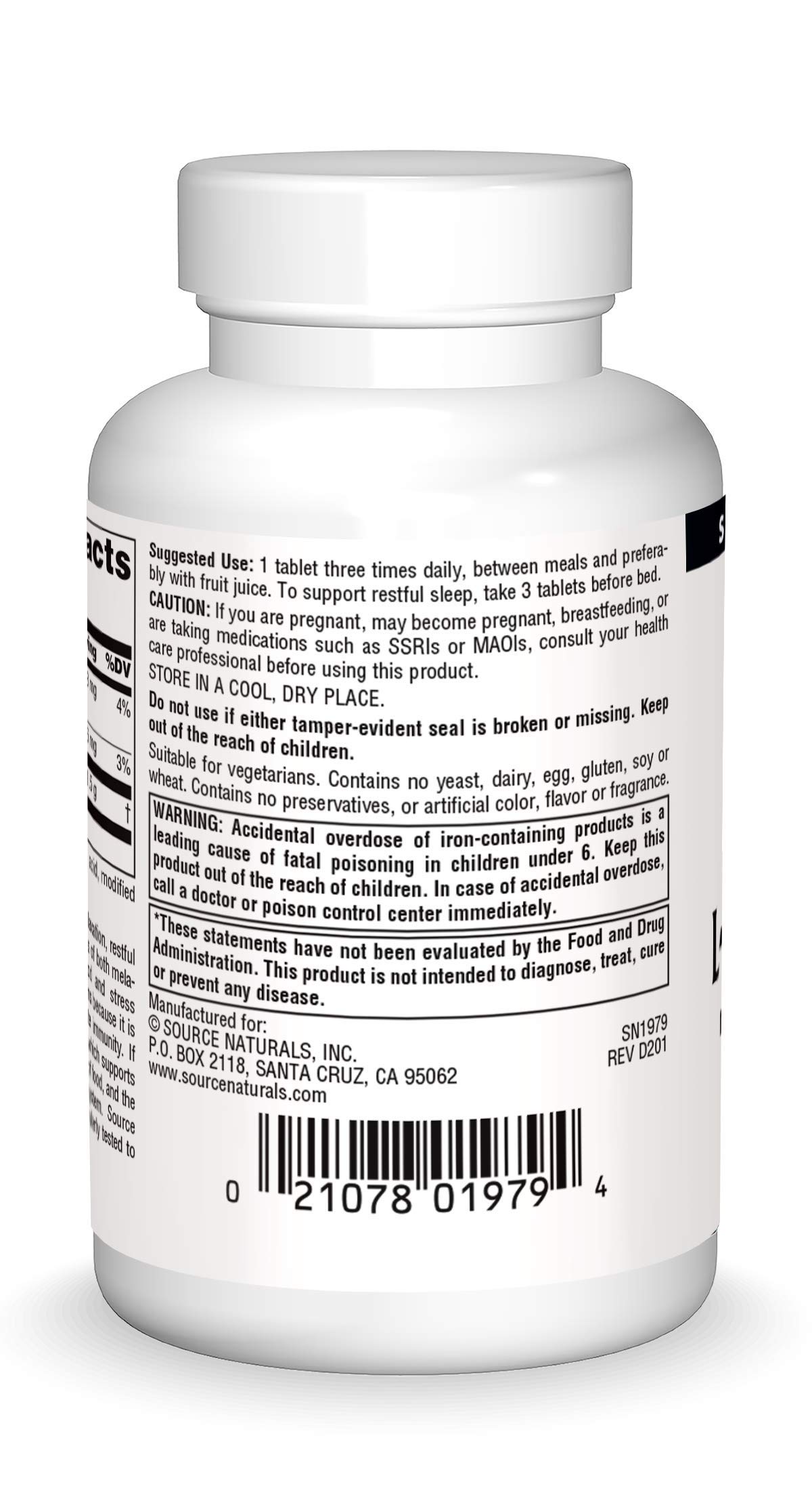 Foto 3 pulgar | Suplement Source Naturals L-triptófano 500 Mg - 60 Comprimidos - Venta Internacional.