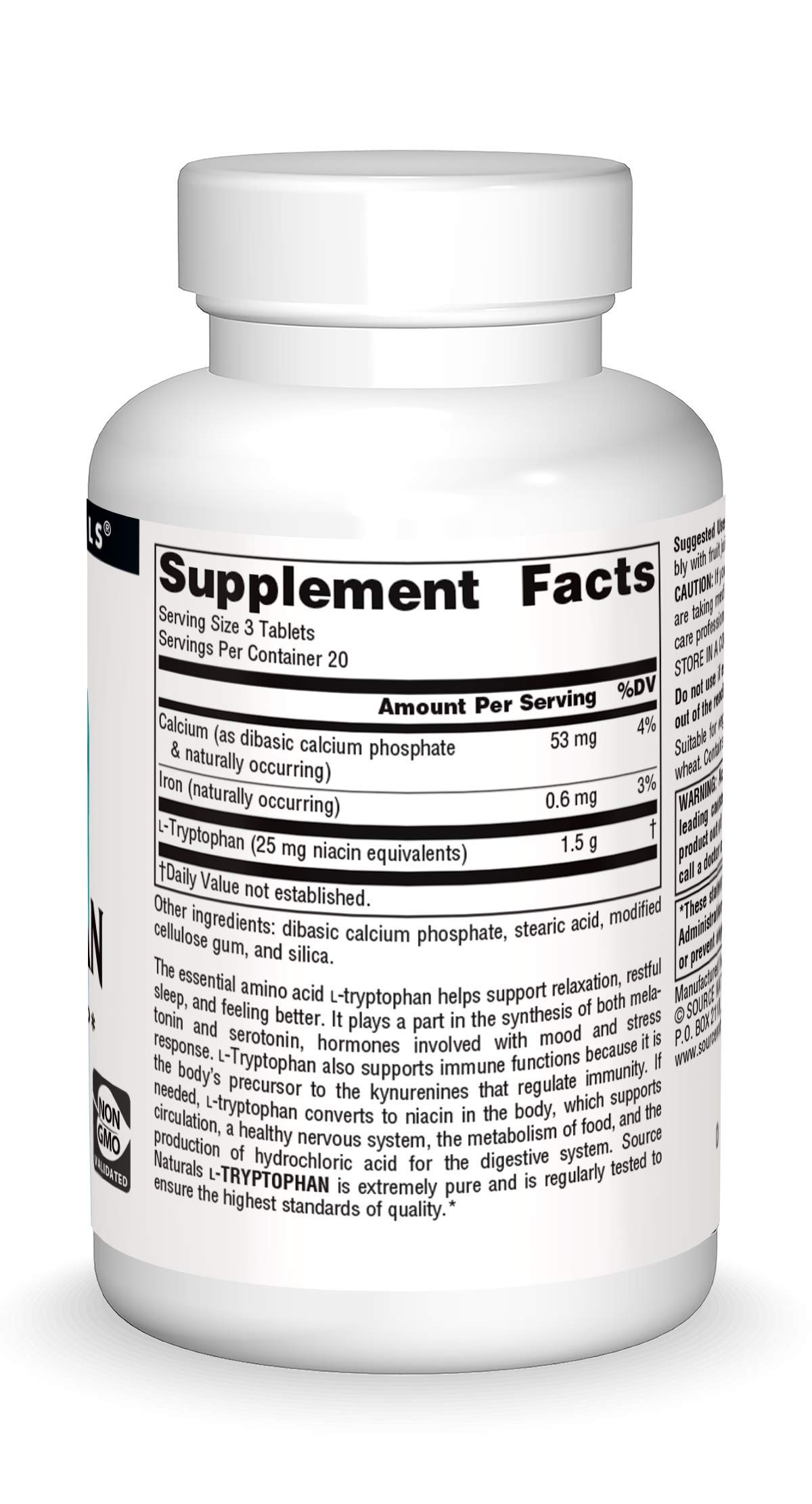 Foto 3 | Suplement Source Naturals L-triptófano 500 Mg - 60 Comprimidos - Venta Internacional.