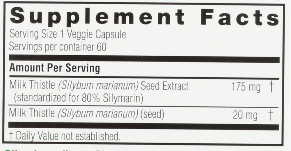 Foto 6 pulgar | Suplemento Nature's Answer Milk Thistle 60 Cápsulas Vegetarianas - Venta Internacional.