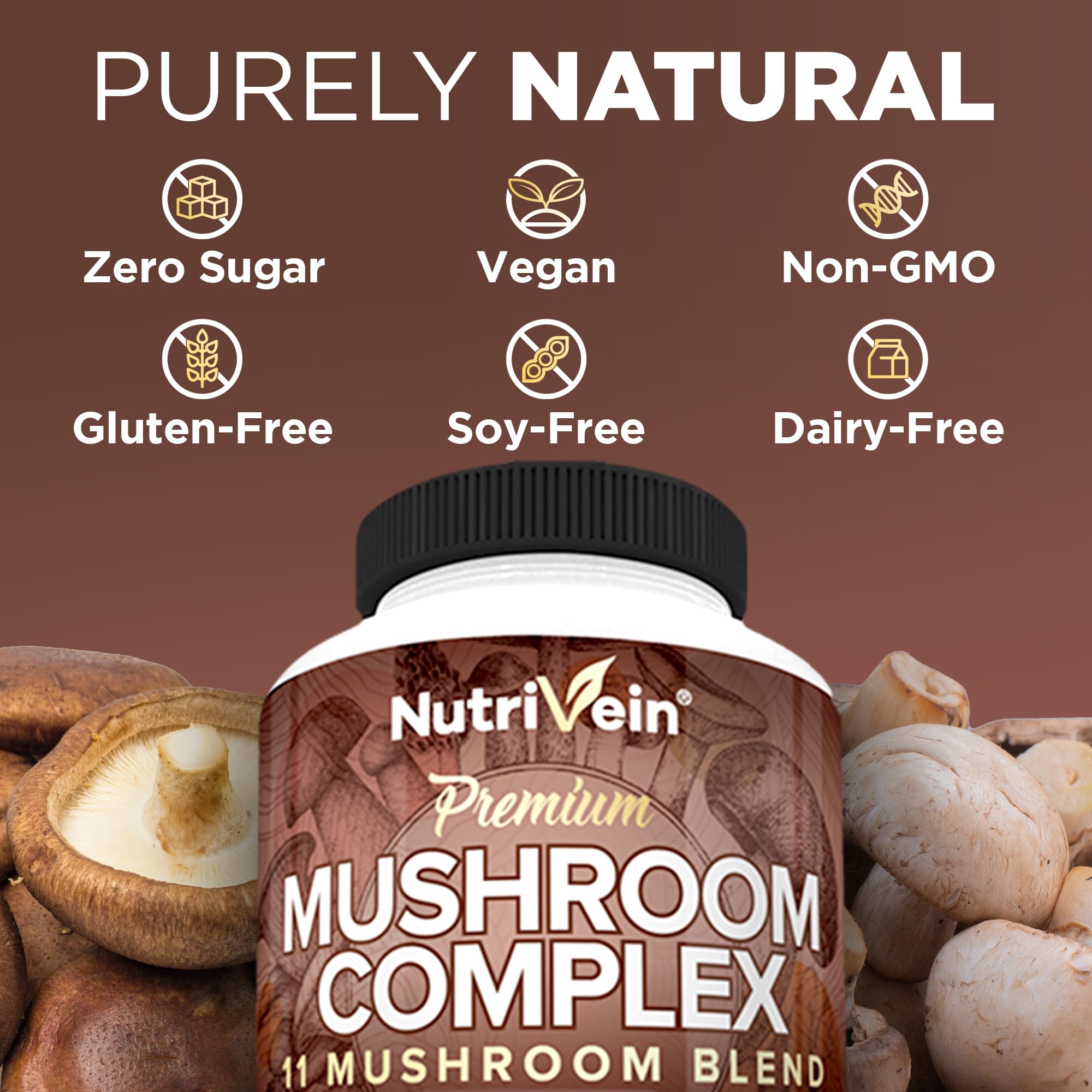 Foto 6 | Suplemento Nutrivein Mushroom 2600 Mg 90 Cápsulas 11 Hongos - Venta Internacional.