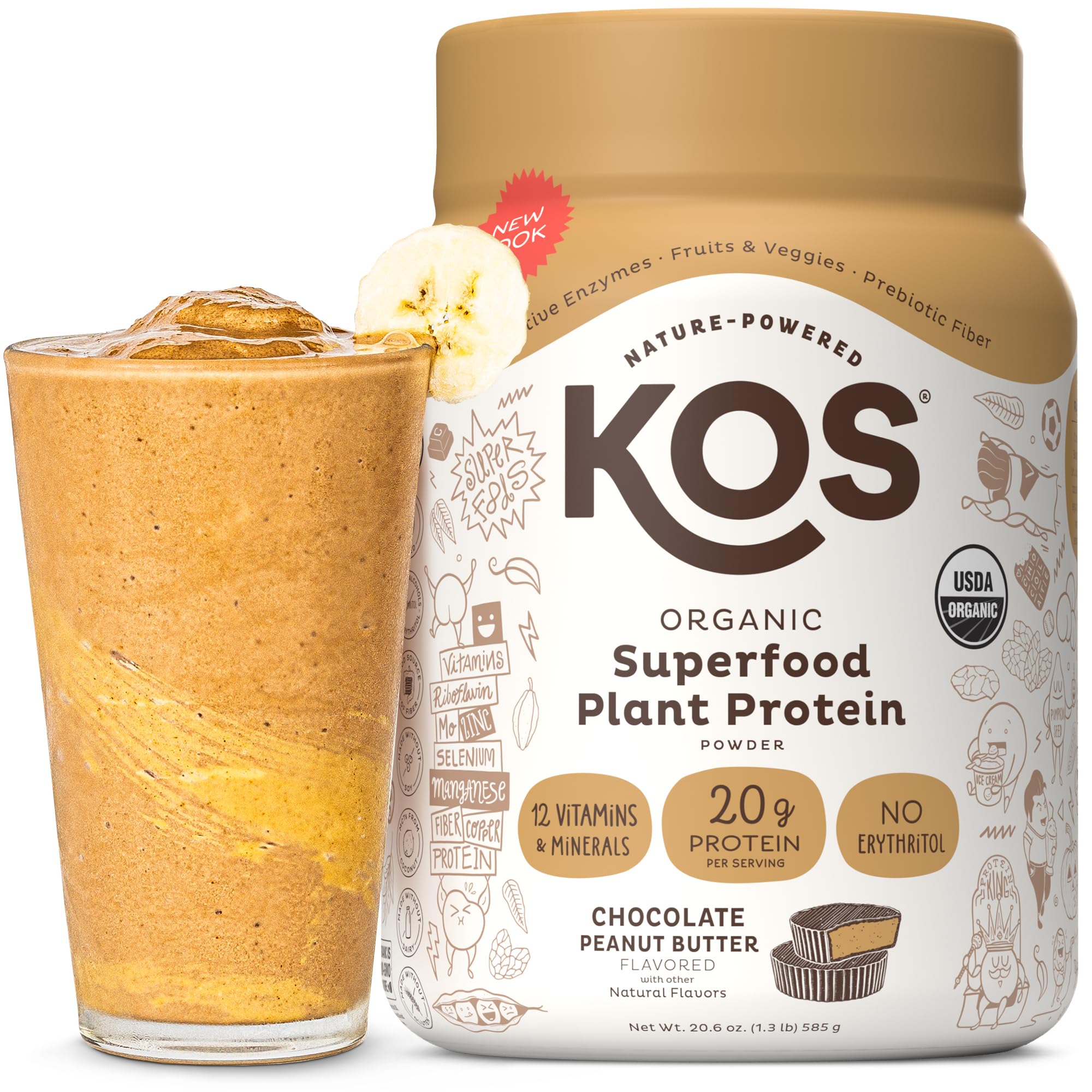 Foto 1 | Crema De Cacahuete Con Chocolate Kos En Polvo A Base De Plantas, 450 G - Venta Internacional.