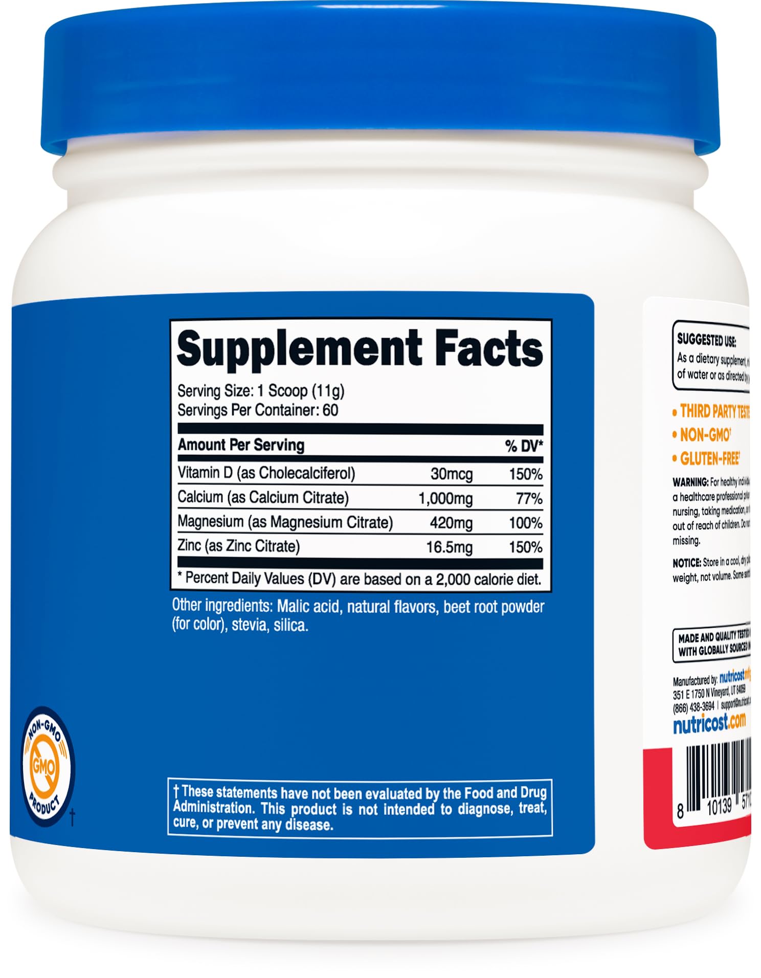 Foto 3 pulgar | Suplemento Nutricost De Calcio, Magnesio Y Zinc Con Vitamina D3 - Venta Internacional.