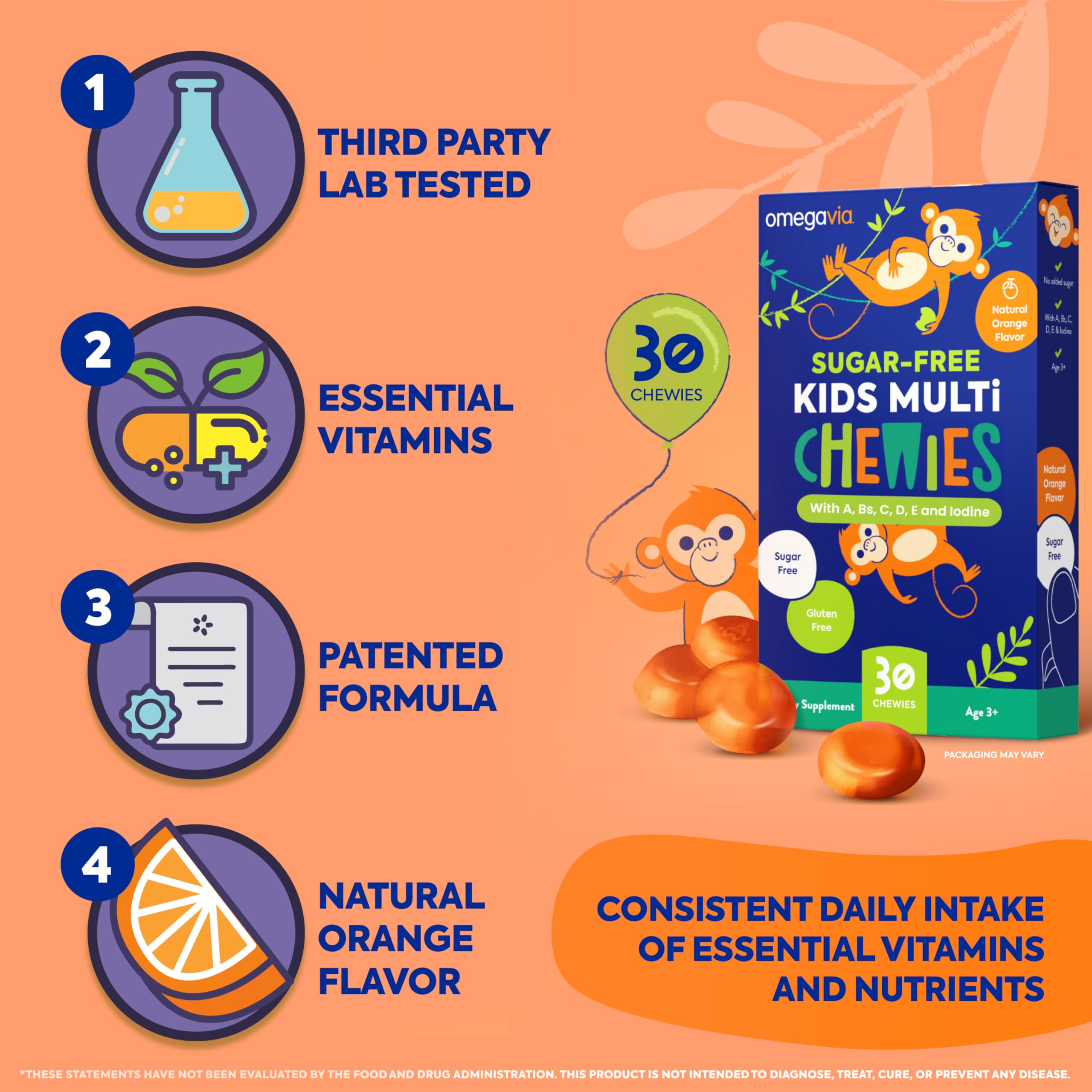 Foto 5 pulgar | Gomitas Masticables Multivitamínicas Omegavia Kids 3+ Sin Azúcar - Venta Internacional.