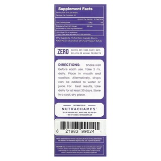 Foto 2 | Suplemento Nutrachamps Saúco Sambucus 200 Mg 60 Ml - Venta Internacional.