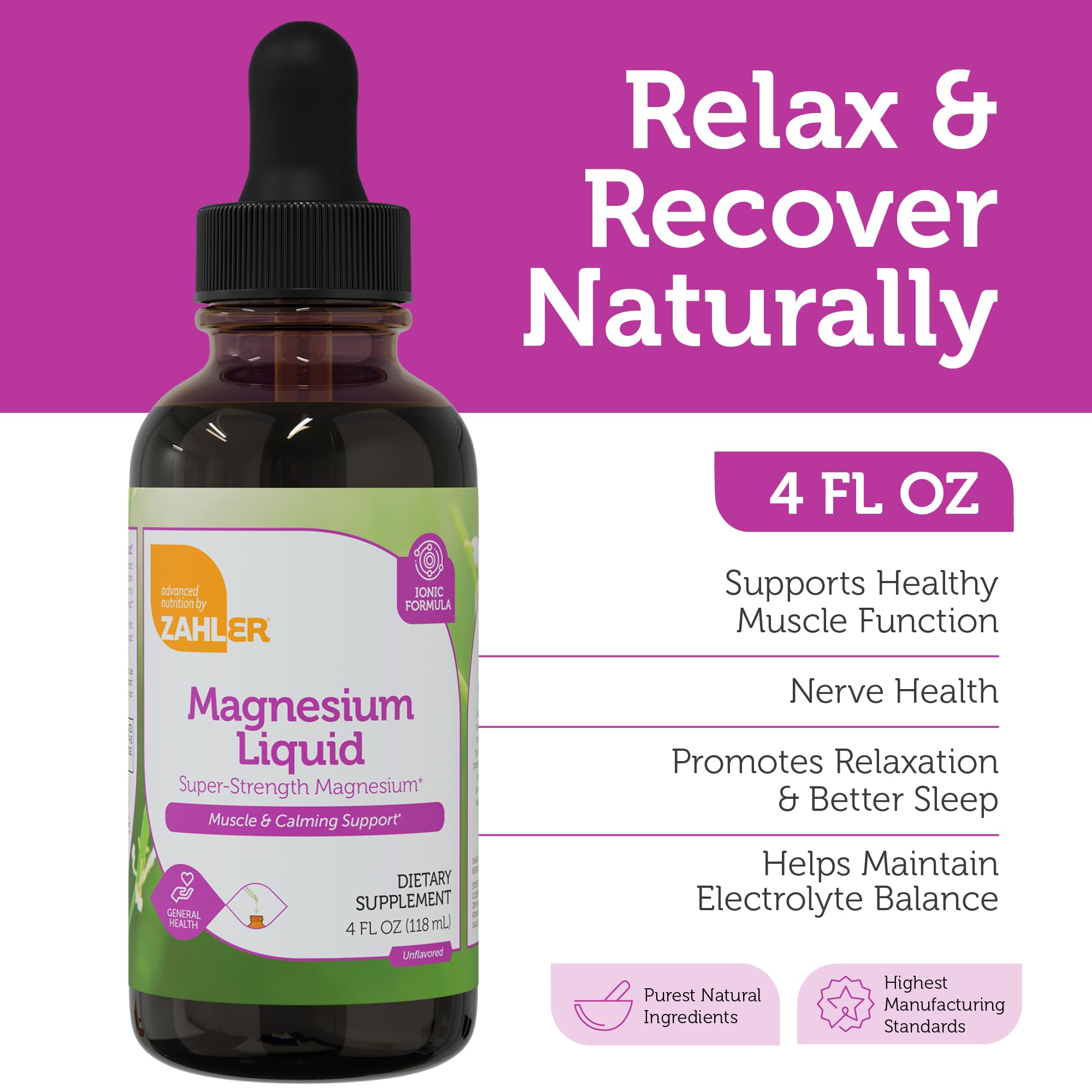 Foto 2 | Suplemento De Cloruro De Magnesio Líquido Zahler 120 Ml - Venta Internacional.