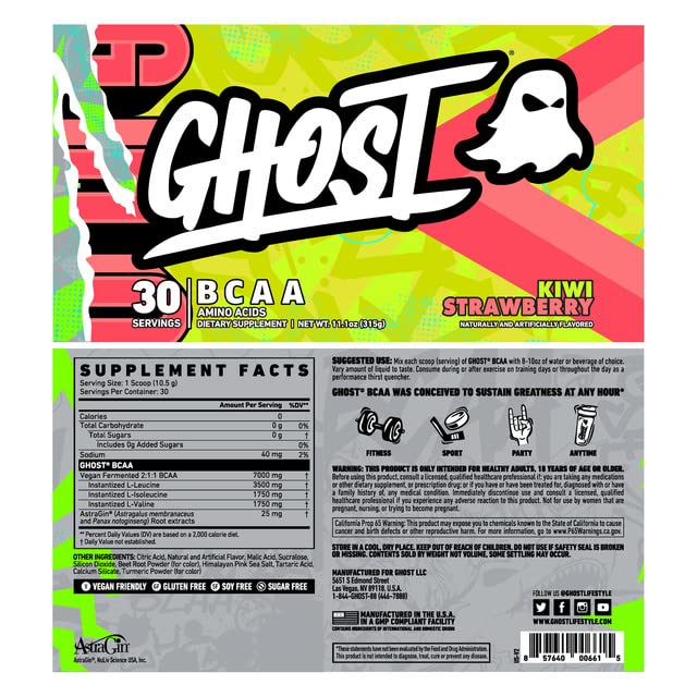 Foto 7 pulgar | Bcaa En Polvo Ghost, Sabor A Kiwi Y Fresa, 30 Porciones - Venta Internacional.