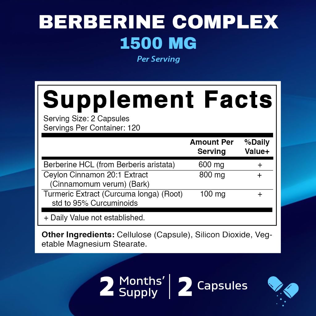 Foto 3 pulgar | Suplemento Vitamático De Berberina 1500 Mg Con Canela De Ceilán - Venta Internacional.