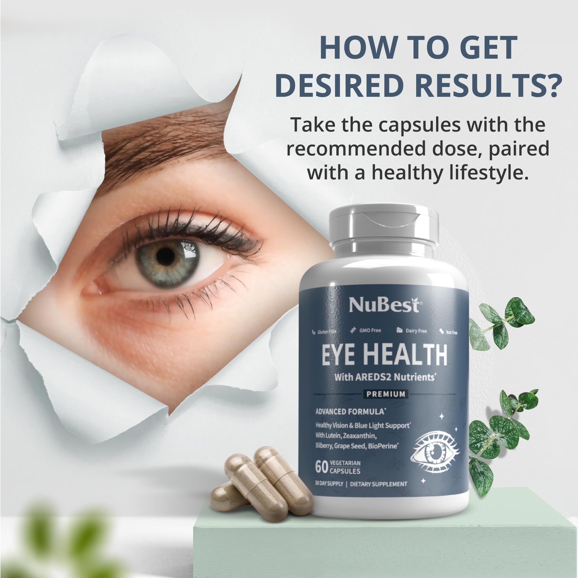 Foto 6 pulgar | Suplemento Nubest Areds, 2 Vitaminas Para Los Ojos, Salud Ocular, 60 Cápsulas - Venta Internacional.