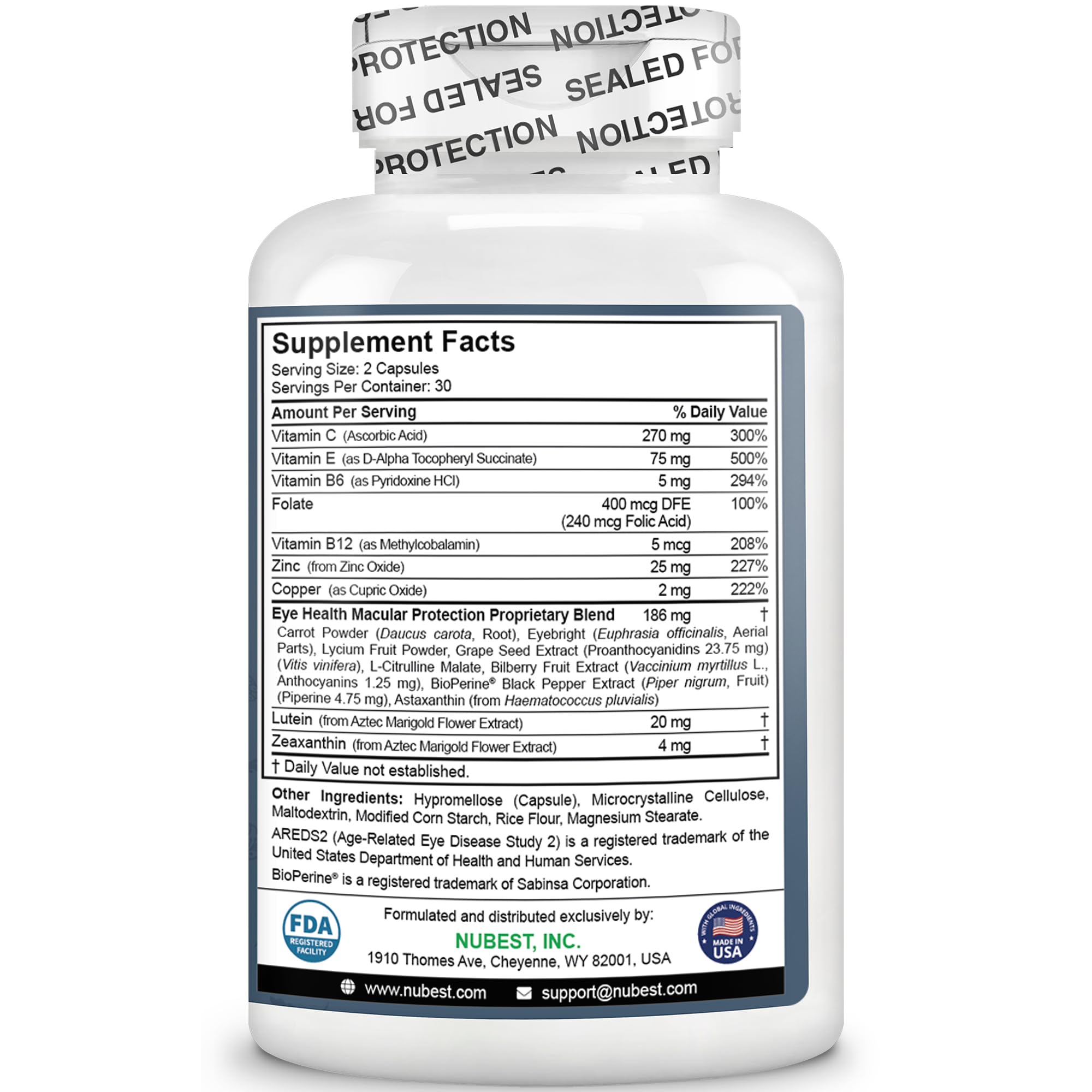 Foto 7 pulgar | Suplemento Nubest Areds, 2 Vitaminas Para Los Ojos, Salud Ocular, 60 Cápsulas - Venta Internacional.
