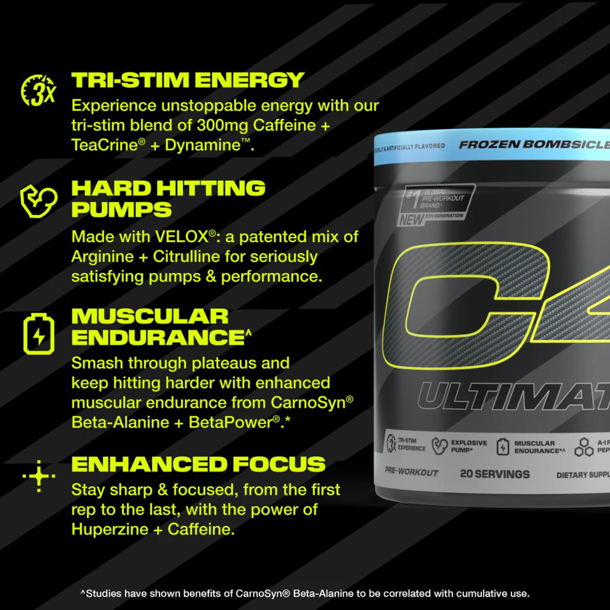 Foto 3 pulgar | Polvo Para Antes Del Entrenamiento Cellucor C4 Ultimate Sin Azúcar, 20 Porciones - Venta Internacional.