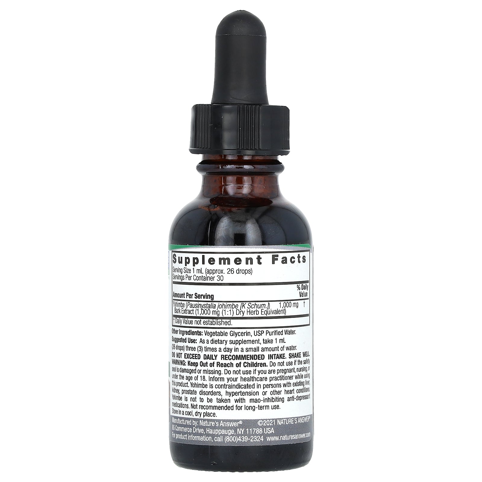 Foto 3 pulgar | Suplemento De Corteza De Yohimbe De Nature's Answer, 1000 Mg, 30 Ml, Sin Alcohol - Venta Internacional.
