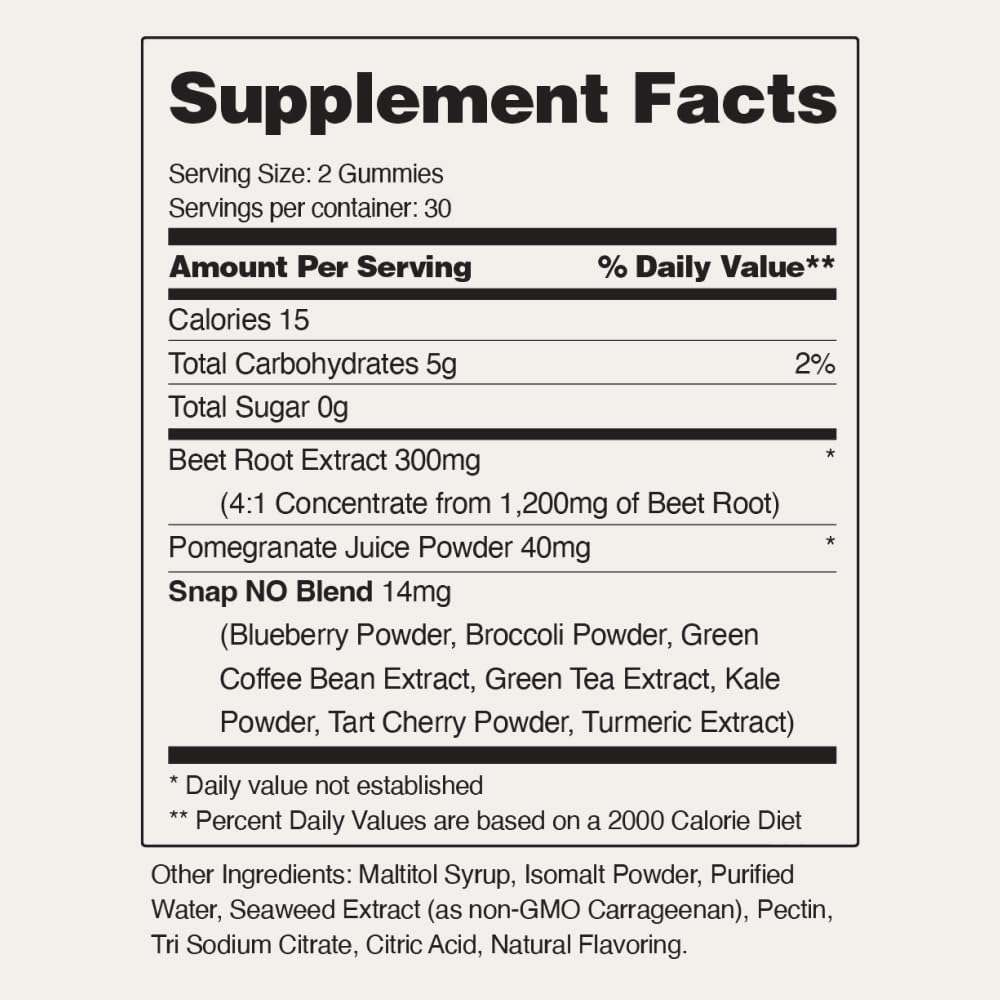 Foto 5 pulgar | Gomitas De Raíz De Remolacha Supplements Snap Sin Azúcar Y Óxido Nítrico - Venta Internacional.
