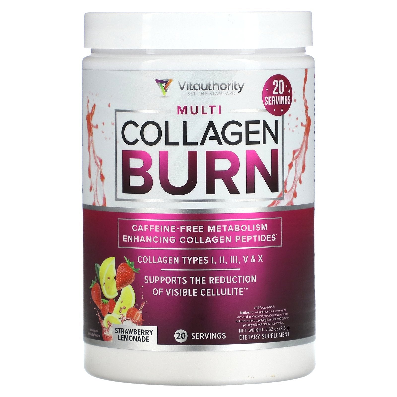 Foto 2 pulgar | Suplemento Vitauthority Multi Collagen Burn 216 G De Fresa - Venta Internacional.