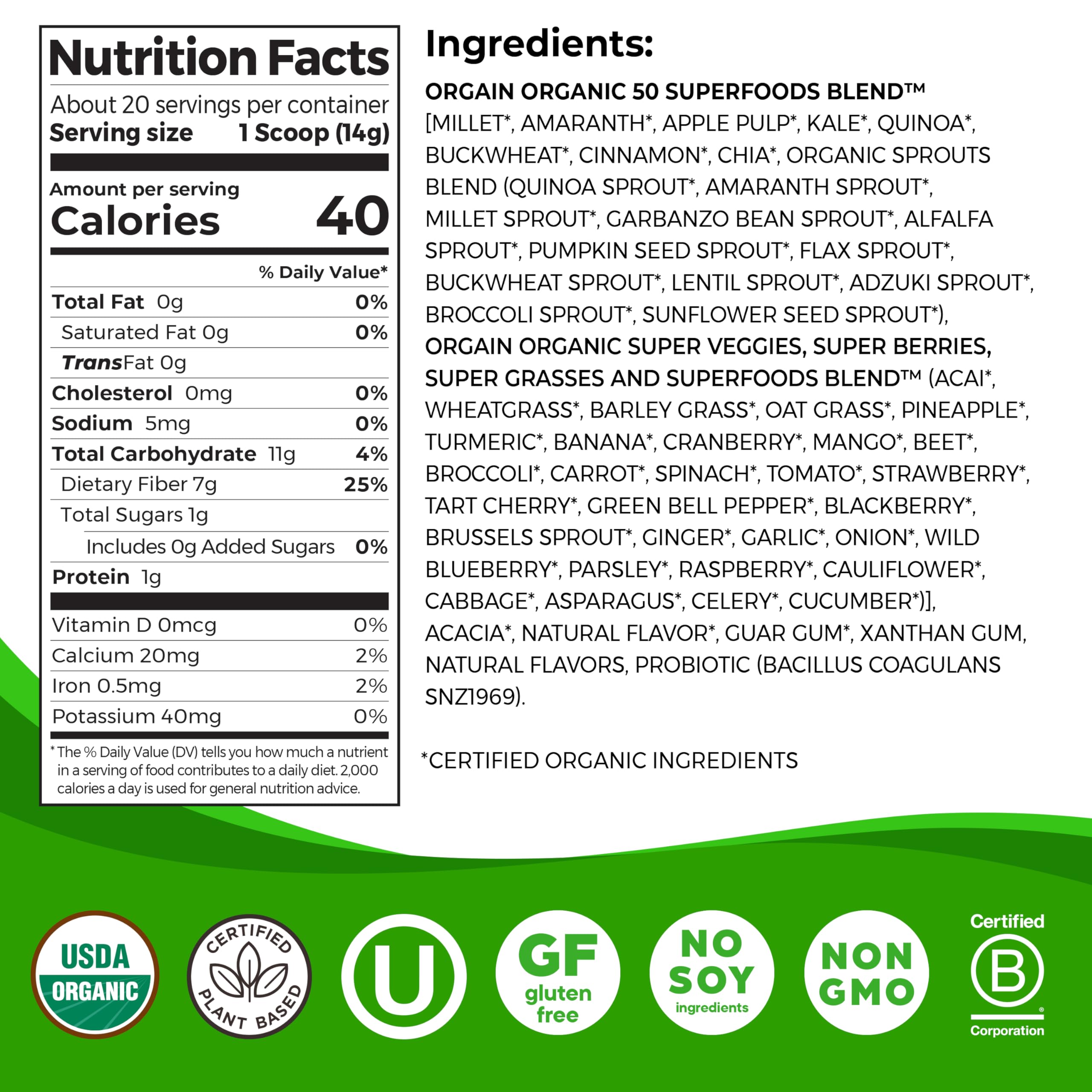 Foto 3 pulgar | Supplement Orgain Orgain Organic Greens En Polvo 280 G - Venta Internacional.