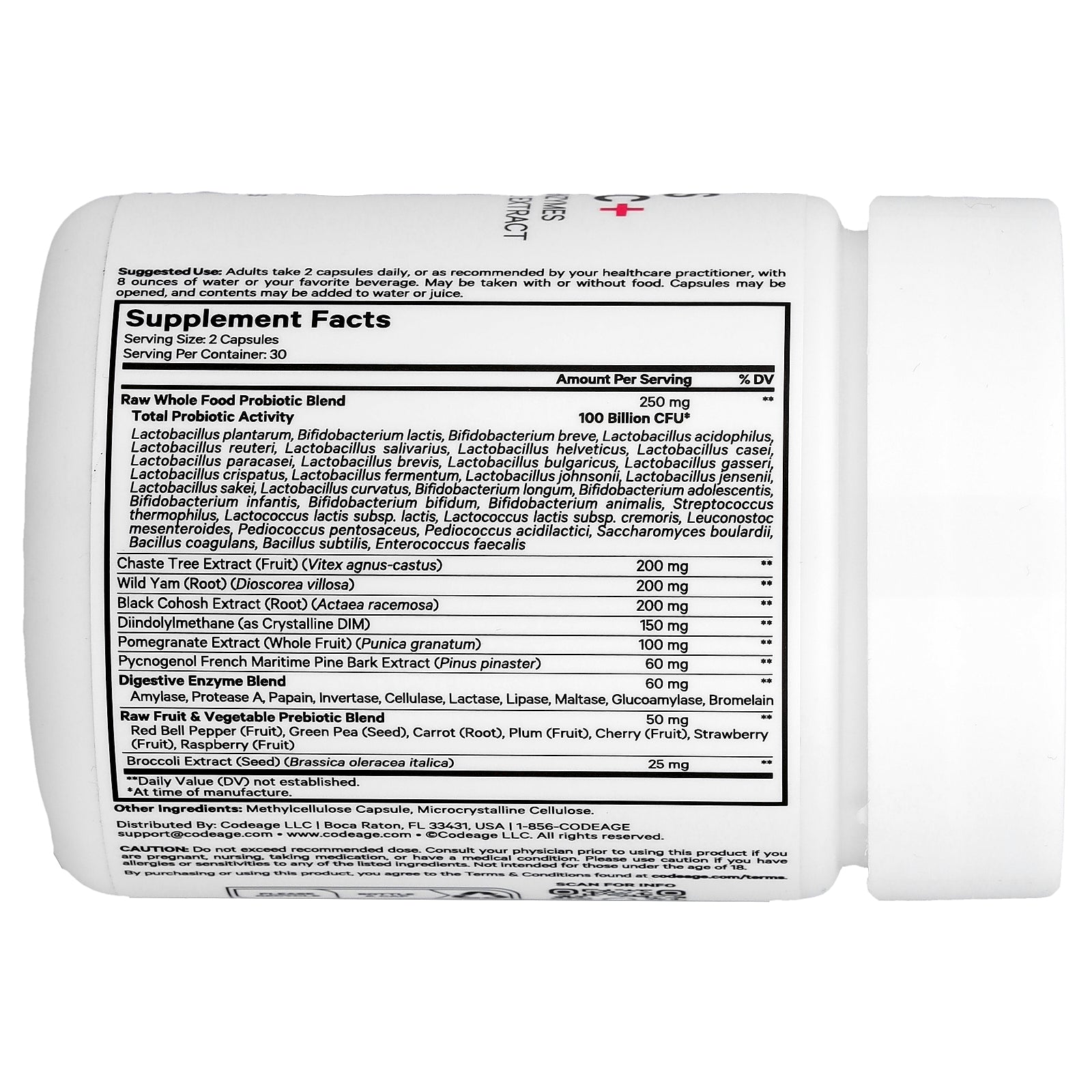 Foto 2 | Suplemento Codeage Raw Probiotic+ Para Mujer, 60 Cápsulas Vegetales - Venta Internacional.