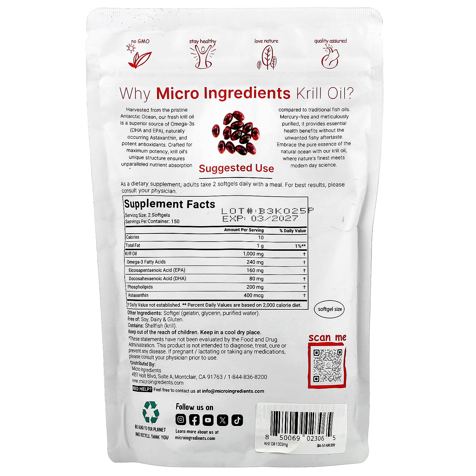 Foto 3 pulgar | Suplemento De Microingredientes: Aceite De Krill Antártico, 300 Cápsulas Blandas - Venta Internacional.