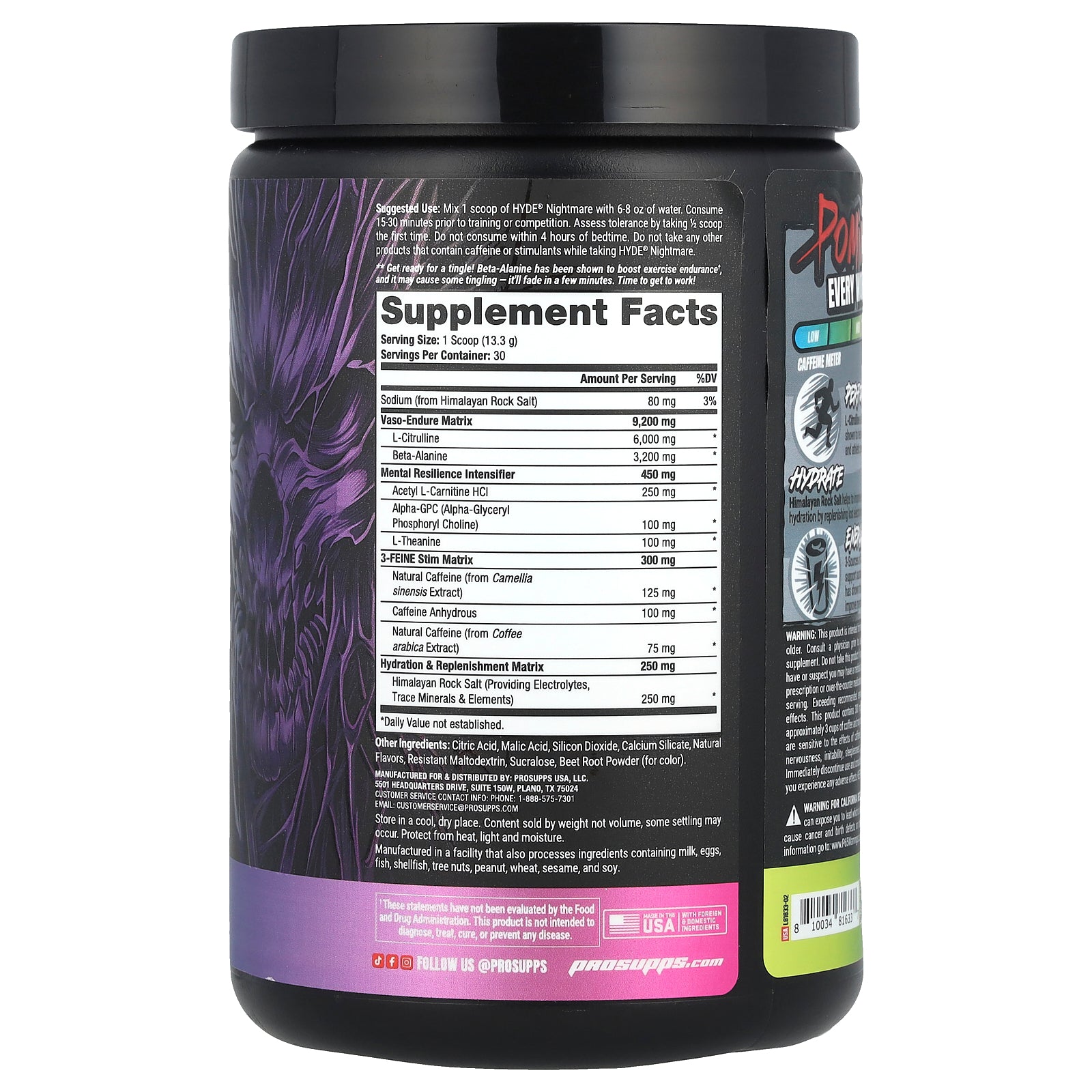 Foto 3 pulgar | Prosupps Hyde  Nightmare Intense Energy Para Antes Del Entrenamiento, 399 G - Venta Internacional.
