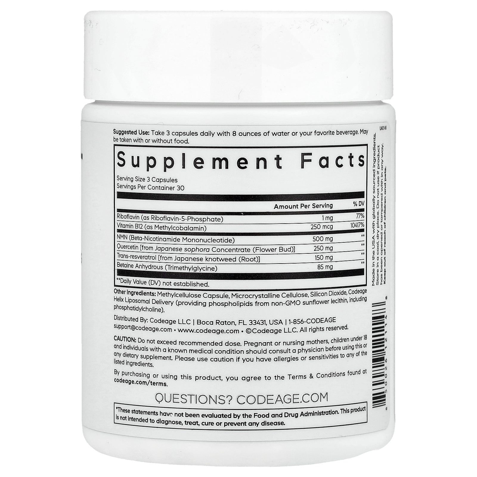 Foto 3 pulgar | Suplemento Codeage Liposomal Nmn Platinum 90 Cápsulas - Venta Internacional.
