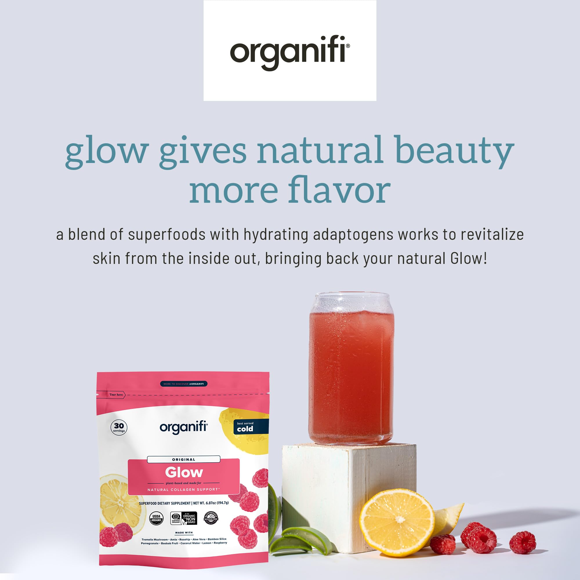 Foto 4 pulgar | Colágeno En Polvo Organifi Glow Vegan Para Mujer 30 Porciones - Venta Internacional.
