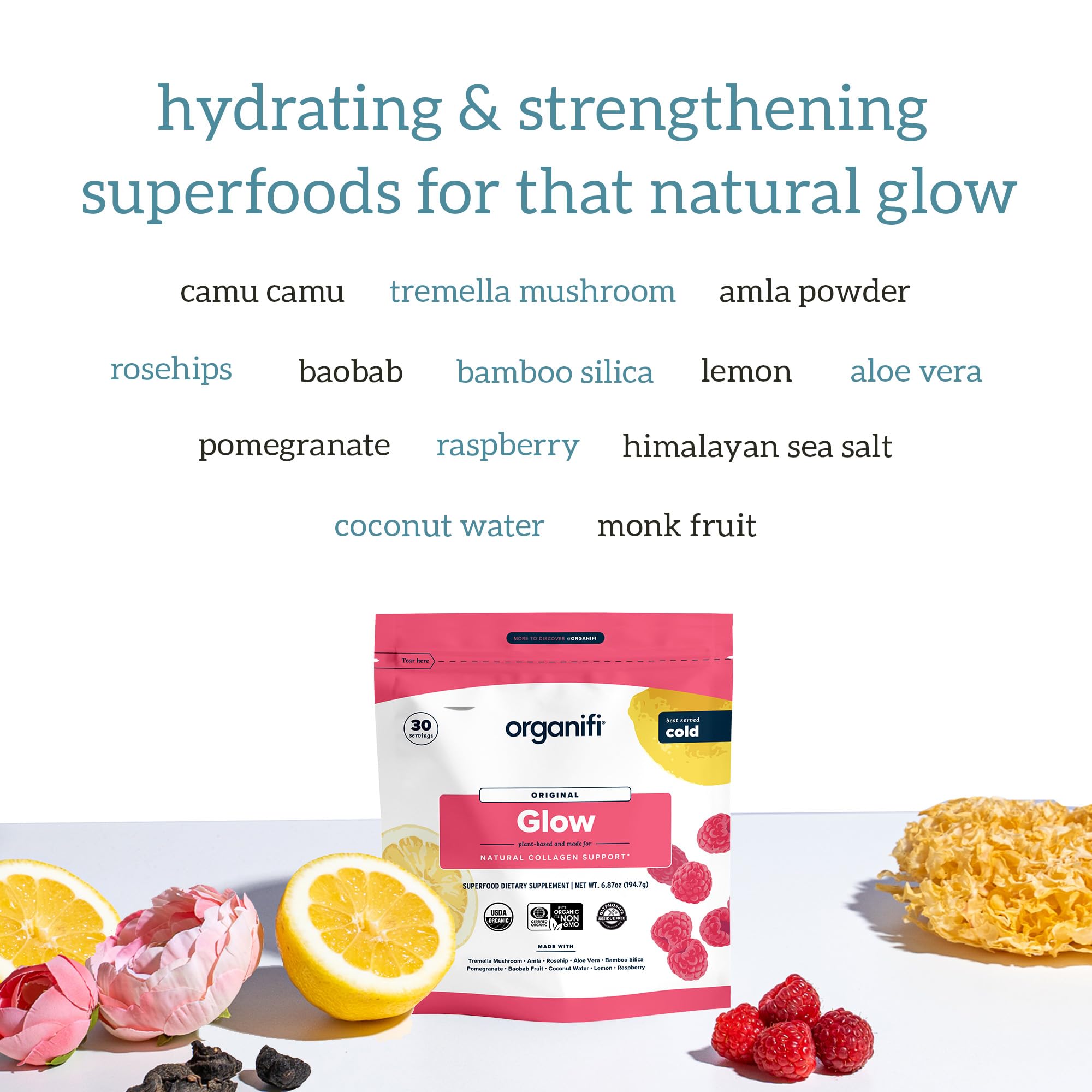 Foto 6 pulgar | Colágeno En Polvo Organifi Glow Vegan Para Mujer 30 Porciones - Venta Internacional.
