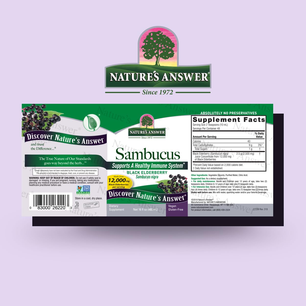 Foto 3 pulgar | Suplemento Nature's Answer Jarabe de Saúco 480 Ml - Venta Internacional