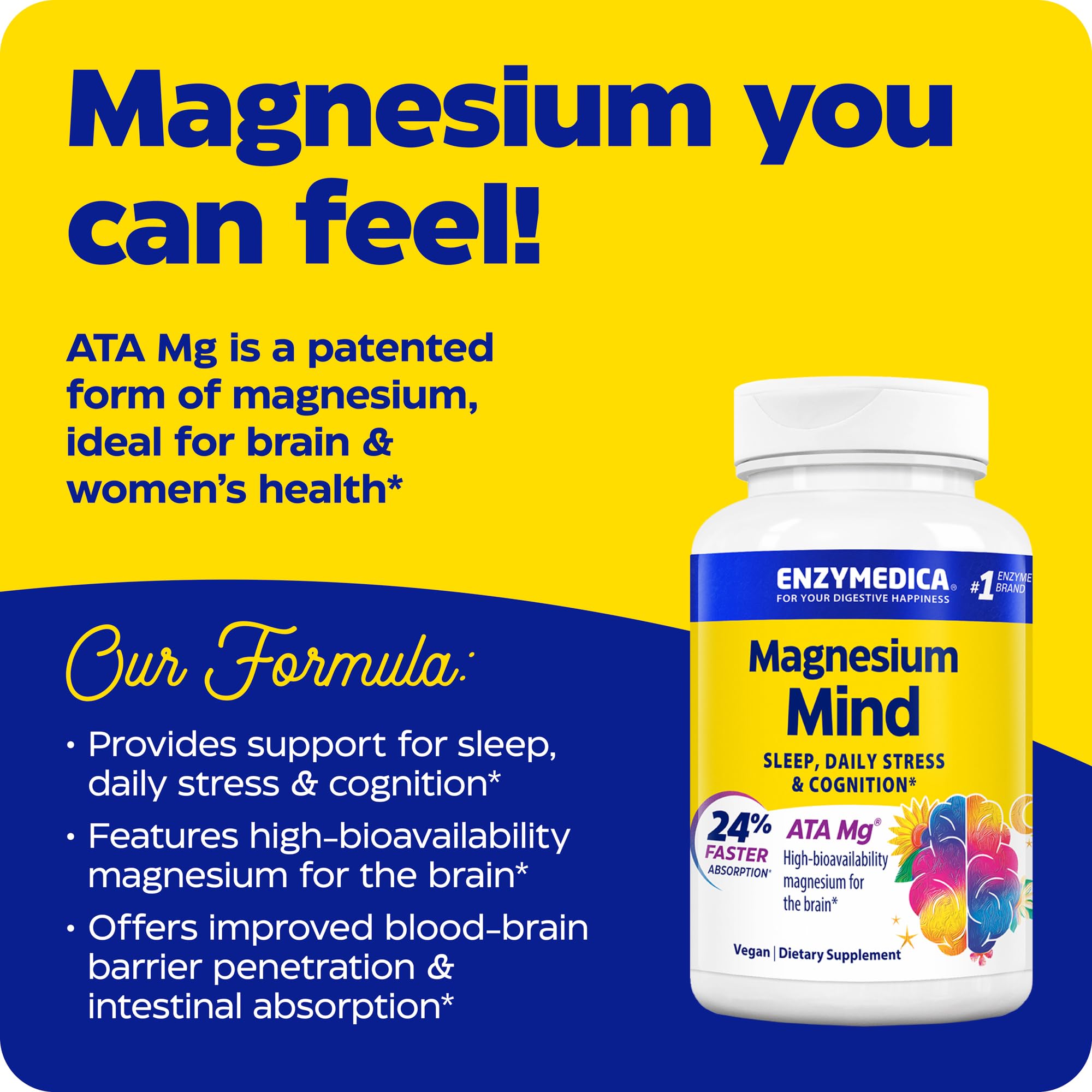 Foto 3 pulgar | Suplemento Enzymedica Magnesium Mind Con Ata Mg 120 Cápsulas - Venta Internacional.