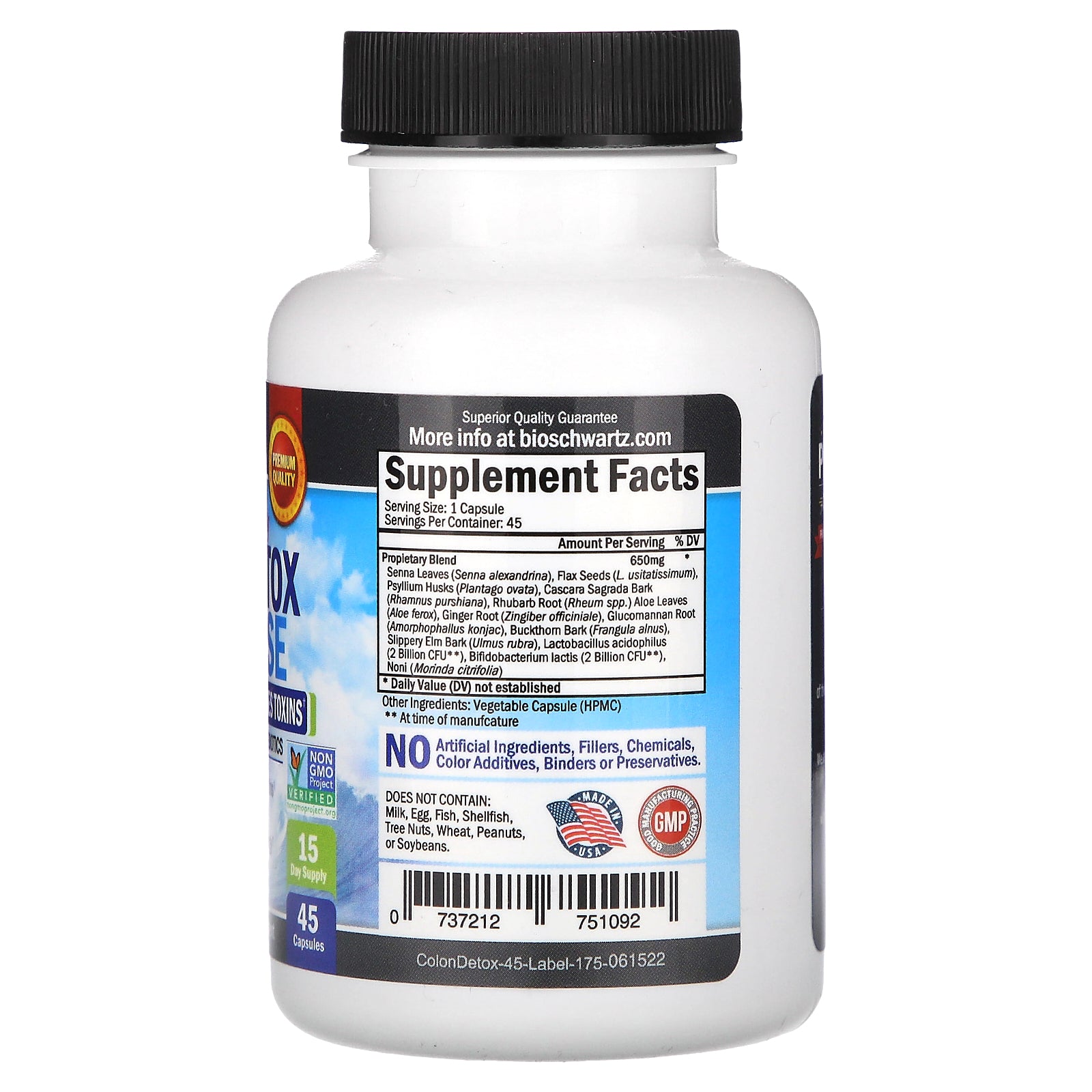 Foto 3 pulgar | Colon Detox & Cleanse Bioschwartz Advanced, 15 Días, 45 Cápsulas - Venta Internacional.
