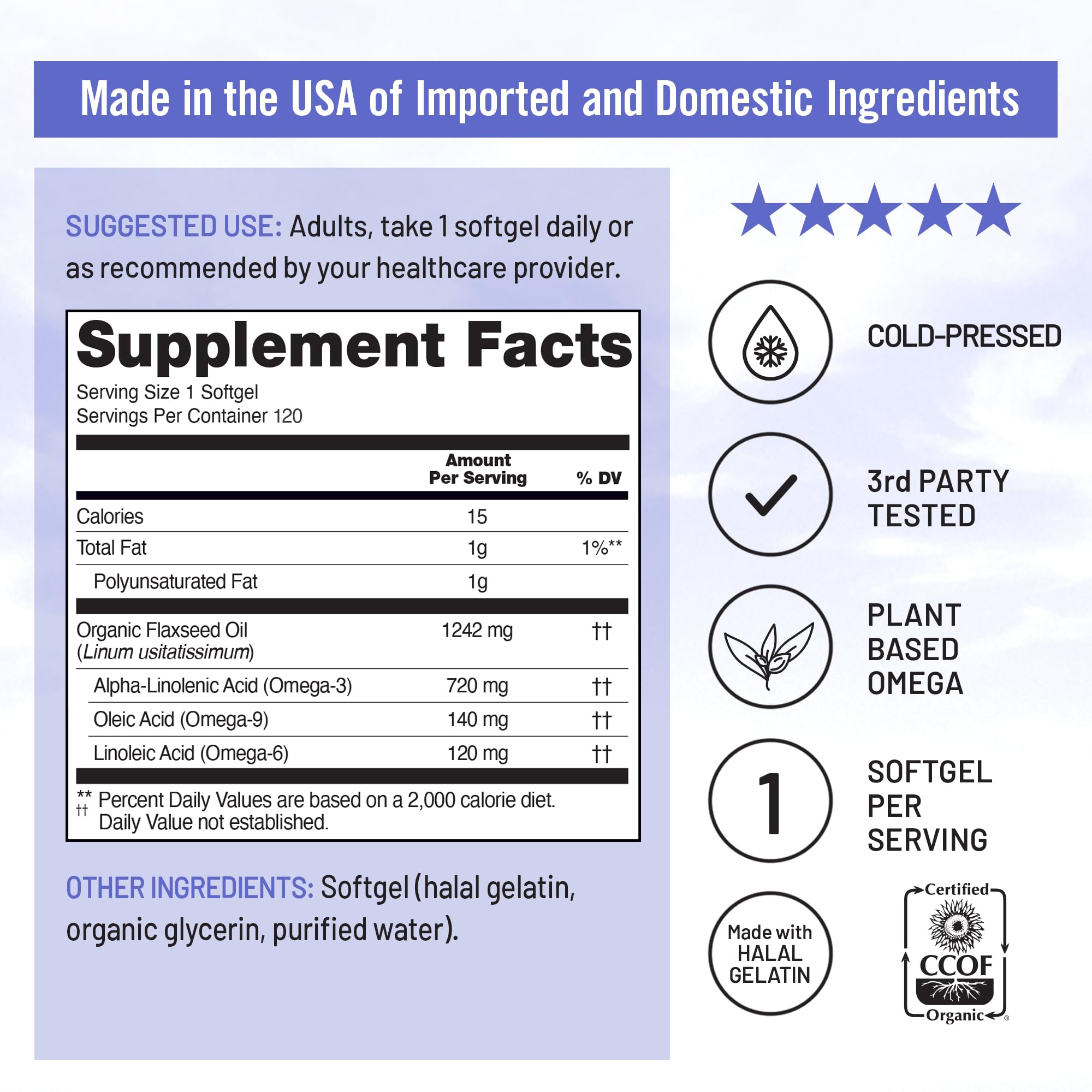 Foto 4 pulgar | Suplemento De Aceite De Linaza Naturewise 1200 Mg De Omega 3 6 9 120 Cápsulas Blandas - Venta Internacional.