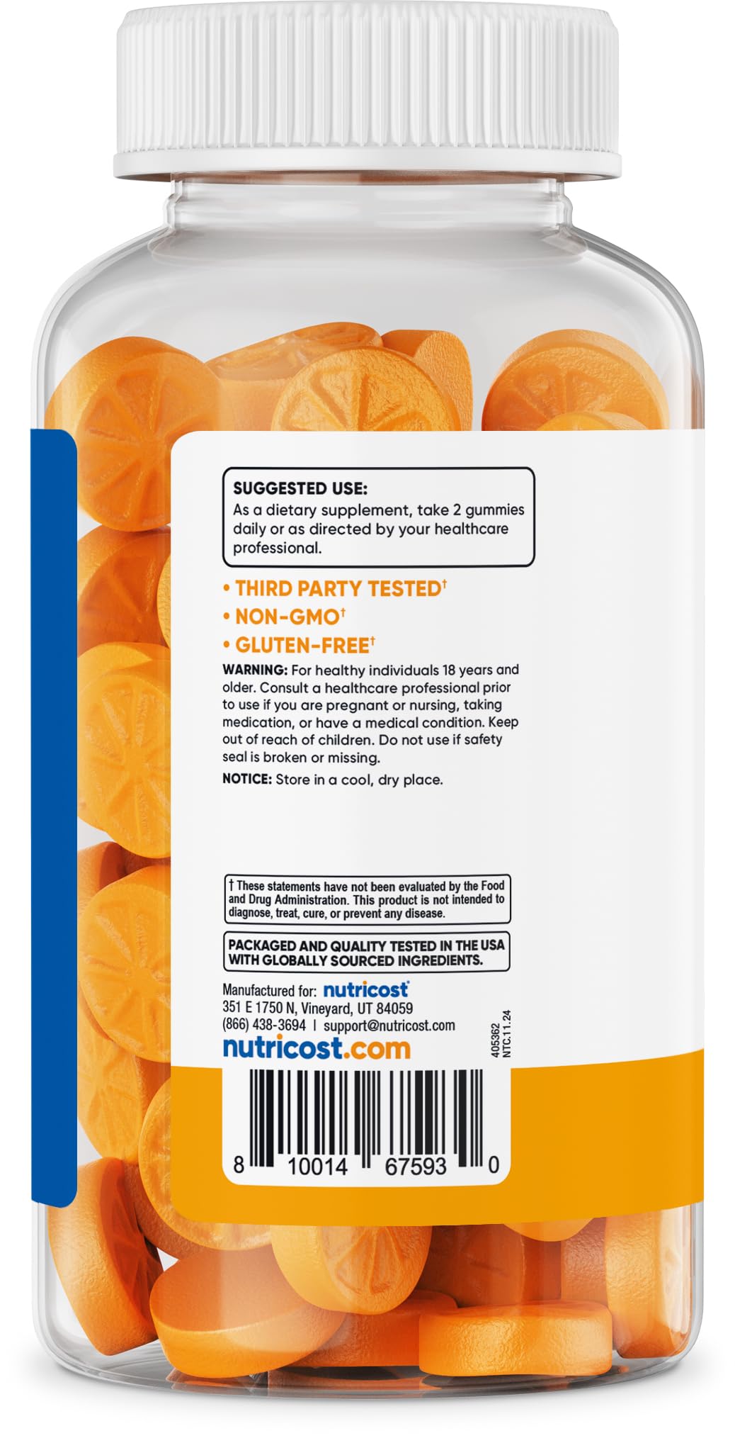 Foto 5 pulgar | Suplemento Nutricost Turmeric Gummies 240 Con Sabor Cítrico - Venta Internacional.