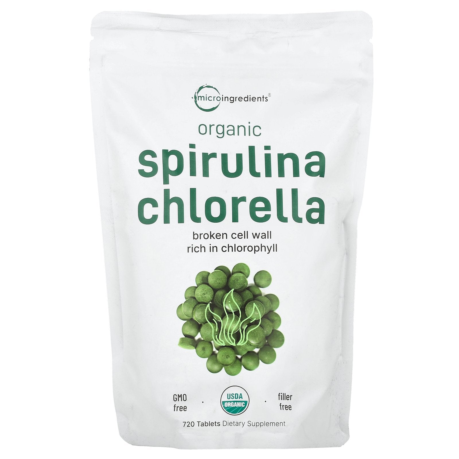Foto 2 pulgar | Suplemento De Microingredientes, Espirulina, Clorella Orgánica, 720 Tabletas - Venta Internacional.