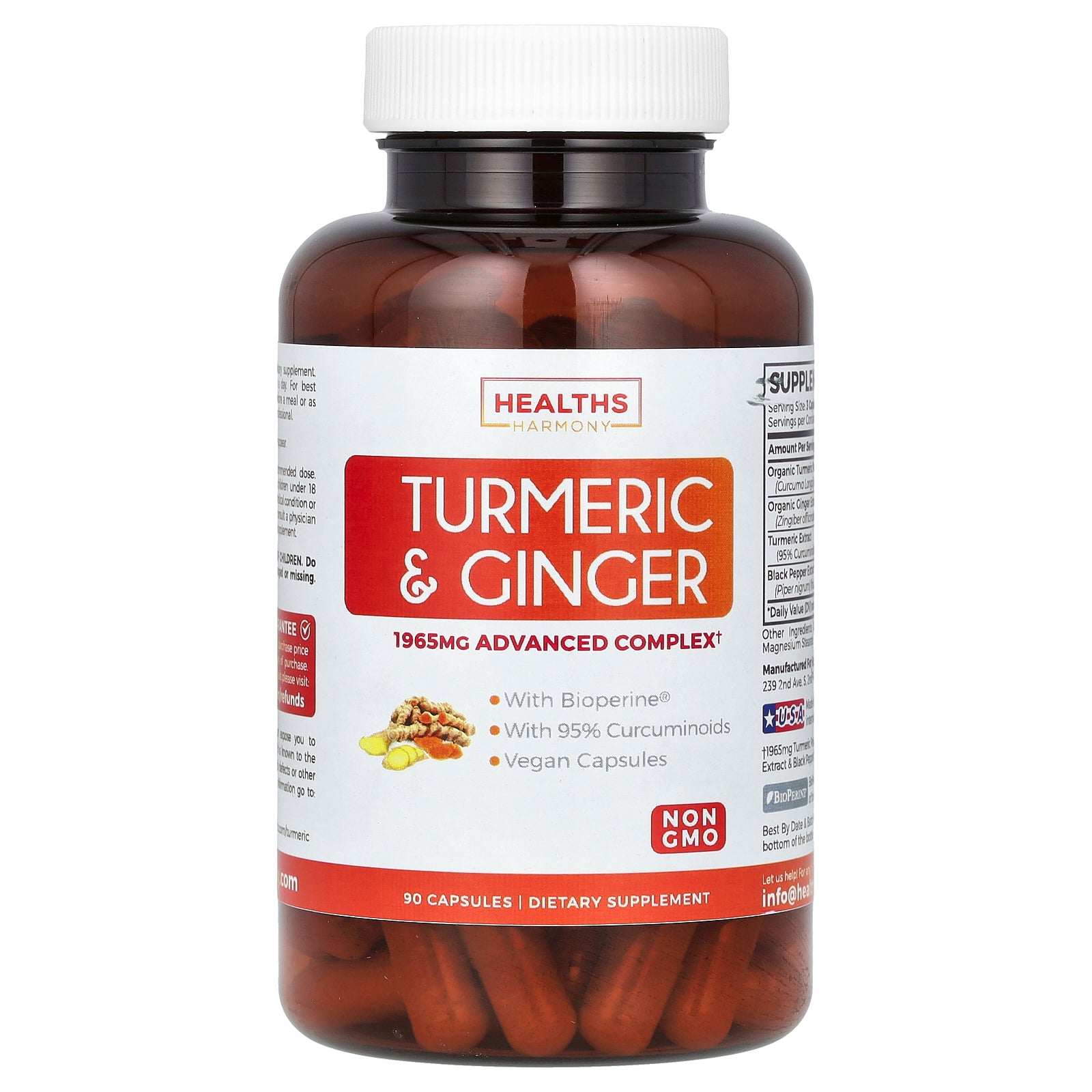 Foto 1 | Supplement Healths Harmony, Cúrcuma Y Jengibre, 90 Cápsulas - Venta Internacional.