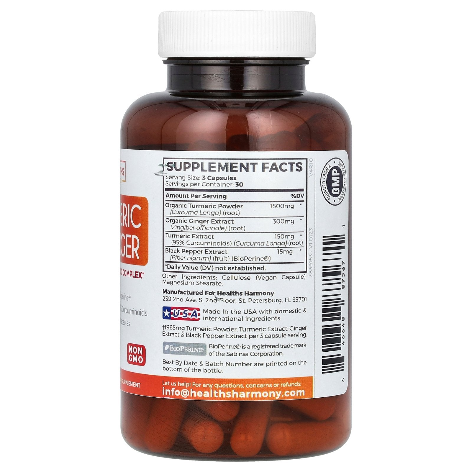 Foto 3 pulgar | Supplement Healths Harmony, Cúrcuma Y Jengibre, 90 Cápsulas - Venta Internacional.