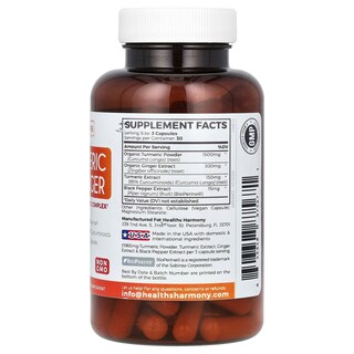 Foto 2 | Supplement Healths Harmony, Cúrcuma Y Jengibre, 90 Cápsulas - Venta Internacional.