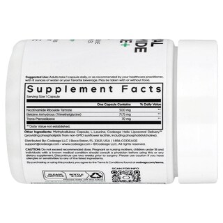 Foto 2 | Suplemento Codeage Liposomal Nicotinamide Riboside+ 60 Cápsulas - Venta Internacional.