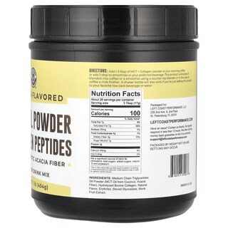 Foto 2 | Suplemento De Péptidos De Colágeno En Polvo Con Aceite Mct Left Coast Performance Con Fibra Prebióti - Venta Inter